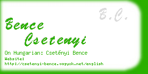 bence csetenyi business card